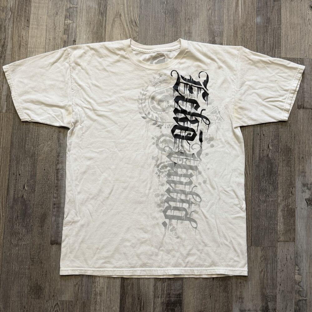 Ecko Untld Men’s White Y2K Grunge Style Gothic T-Shirt (Size L) Crewneck Gothic